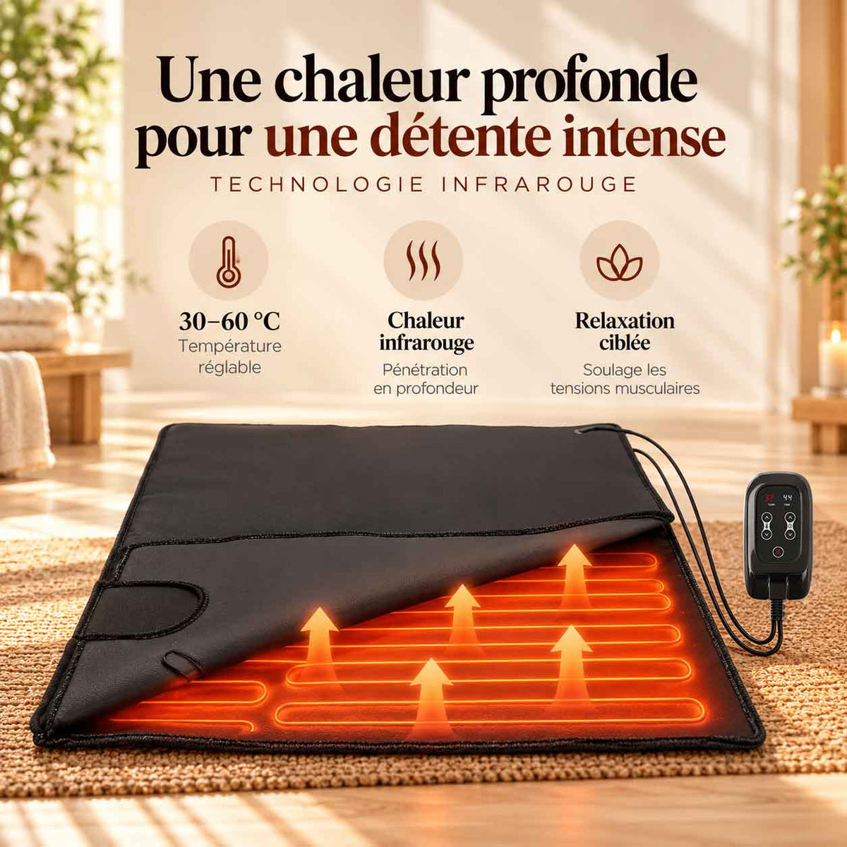 Couches isolantes et fil chauffant de la couverture sauna infrarouge