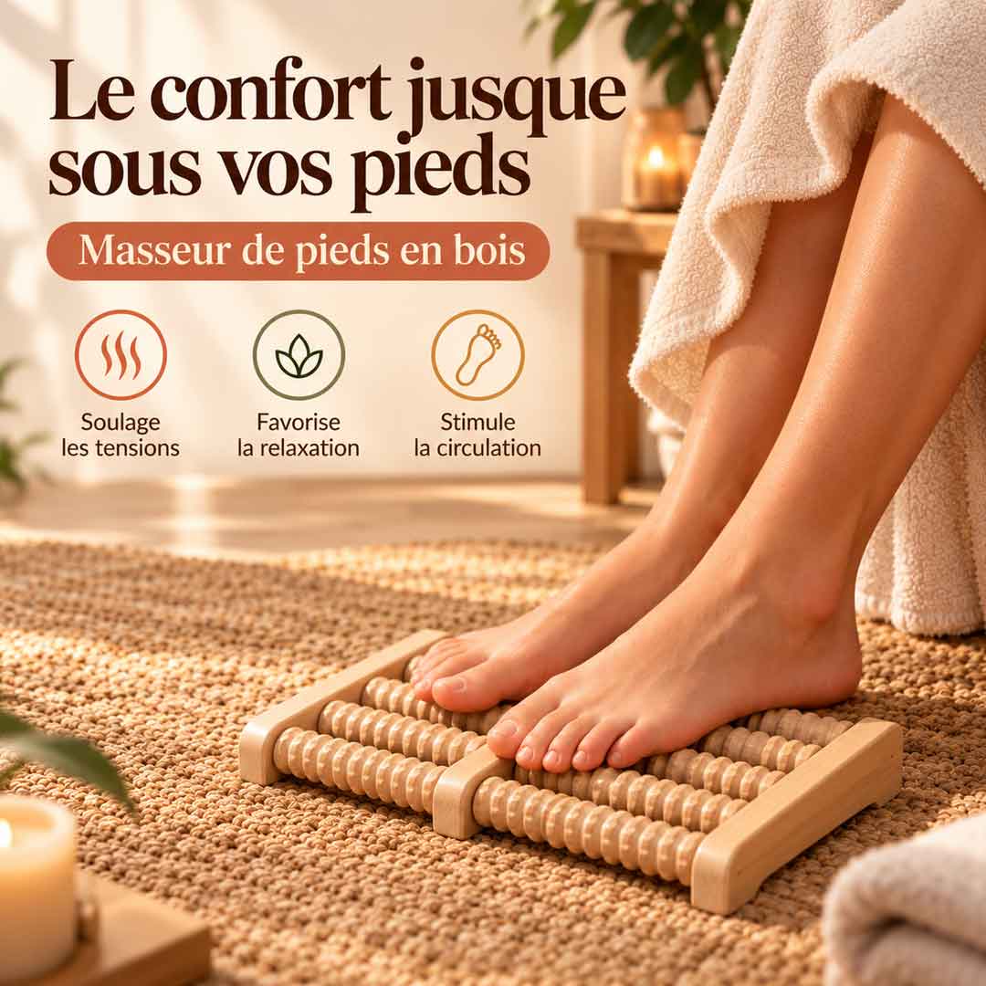 Rouleau de massage des pieds en bois pour hammam portable