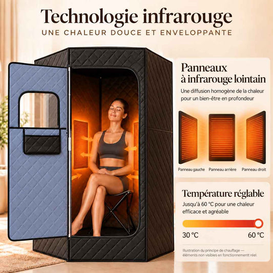 Sauna infrarouge portable Confort, séance de chaleur sèche à la maison