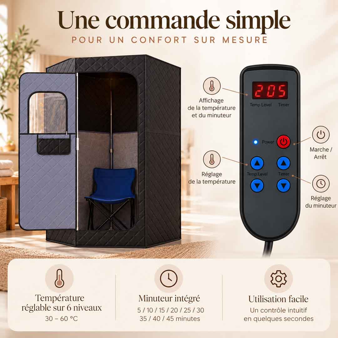 Sauna infrarouge portable Confort, détail de la cabine