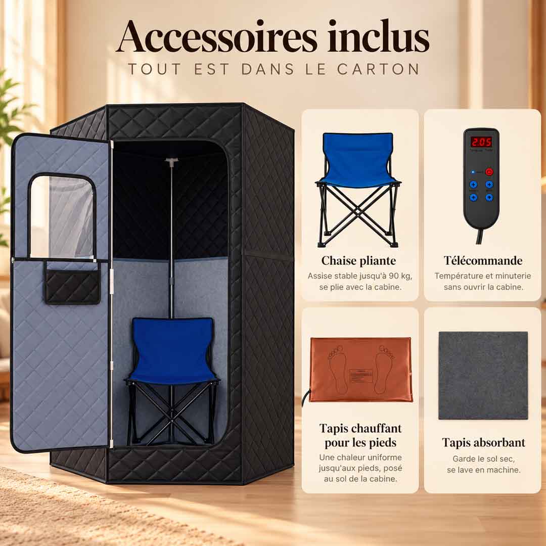 Sauna infrarouge portable Confort, panneaux chauffants