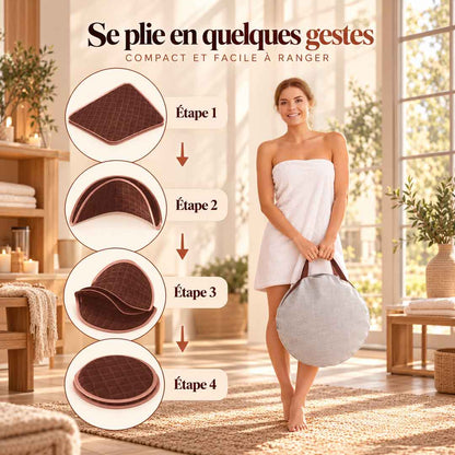 Hammam tête dehors rangé dans son sac de transport