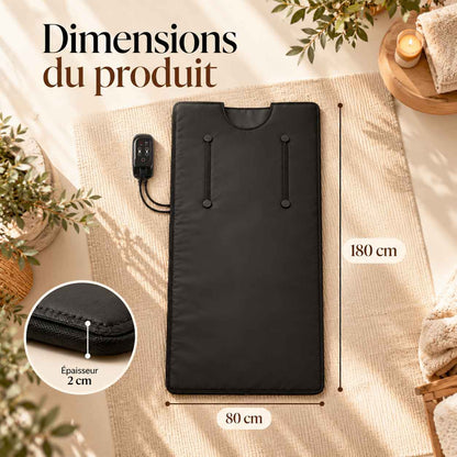 Dimensions de la couverture sauna infrarouge : 180 × 80 cm
