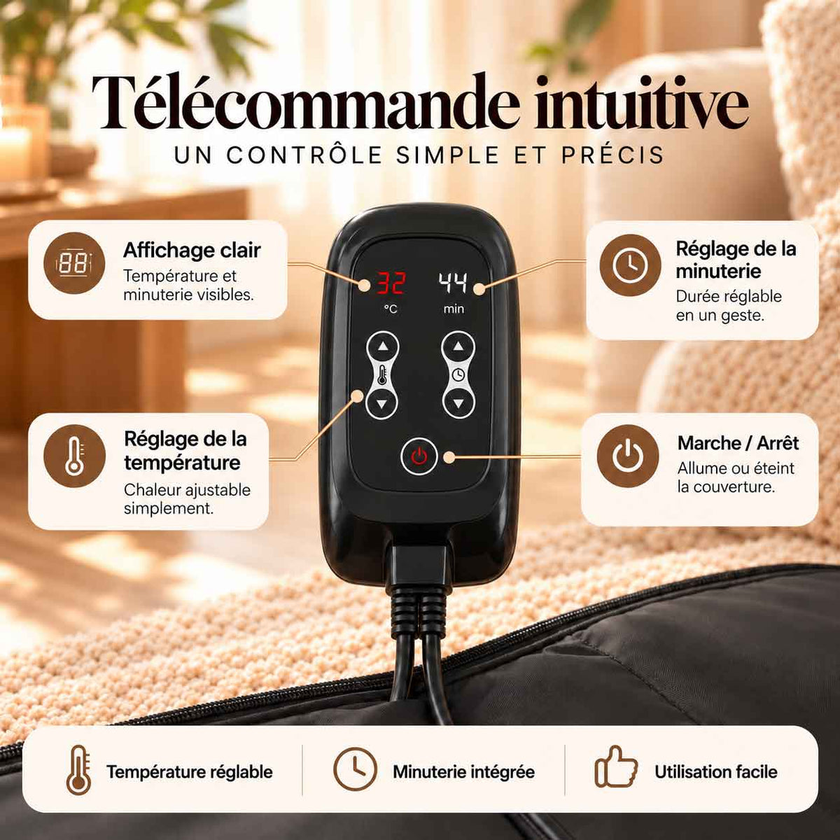 Télécommande de la couverture sauna infrarouge